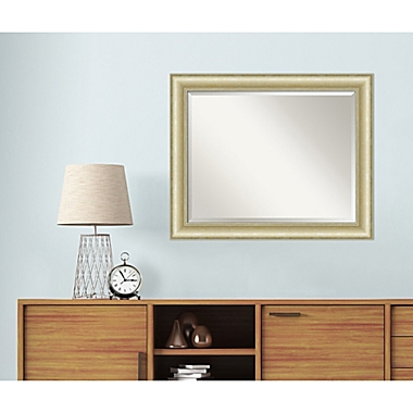 Amanti Art Textured Light 33-Inch x 27-Inch Framed Bathroom Vanity Mirror in Gold. View a larger version of this product image.