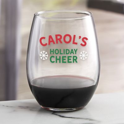471884 Wine Stemless Glass 16oz Christmas New Year Kitchen Bar Party Holiday Fun 