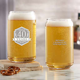 Retirement Personalized 16oz. Beer Can Glass