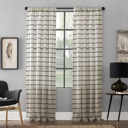 Clean Window® Twill Stripe Anti-Dust 63-Inch Semi-Sheer Rod Pocket Curtain Panel in Black/Linen