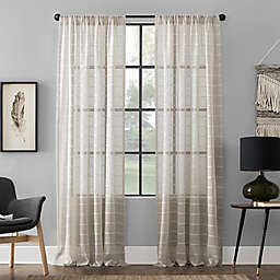 Clean Window® Twill Stripe Anti-Dust 95-Inch Semi-Sheer Rod Pocket Curtain Panel in White/Linen