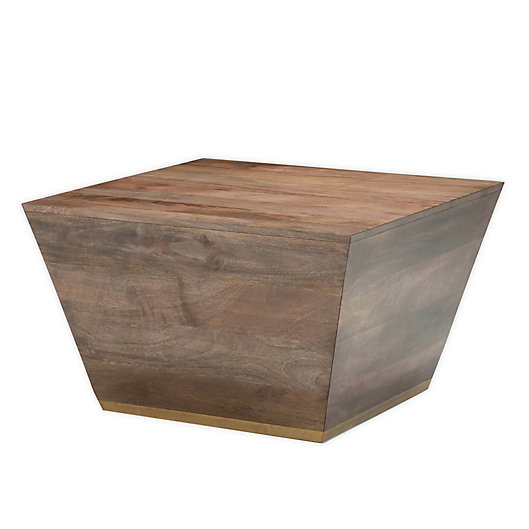 Simpli Home Abba Solid Mango Wood, Wood Wedge Coffee Table