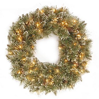 National Tree Company 24-Inch Pre-Lit Glittery Bristle Pine Wreath with Clear Lights. View a larger version of this product image.