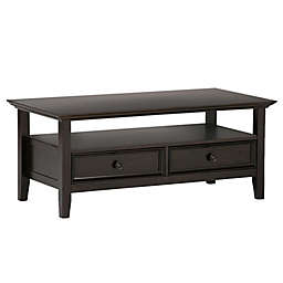 Simpli Home Amherst Solid Wood Coffee Table in Hickory Brown