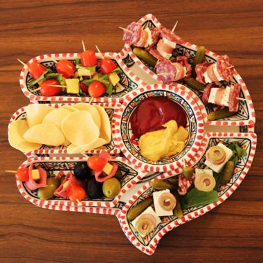 Kamsah Red Hamsa 12-Inch Dip Set. View a larger version of this product image.