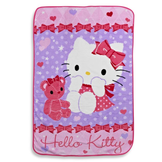 HELLO KITTY BOWS OUTLINE PINK FLEECE BLANKET THROW NEW | eBay