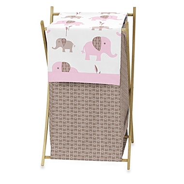 Sweet Jojo Designs Mod Elephant Laundry Hamper in Pink/Taupe. View a larger version of this product image.