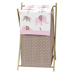 Sweet Jojo Designs Mod Elephant Laundry Hamper in Pink/Taupe