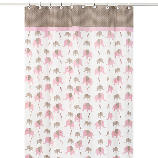 Alternate image 1 for Sweet Jojo Designs Pink and Taupe Mod Elephant Collection Shower Curtain