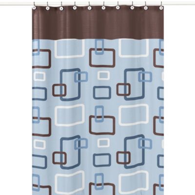 Sweet Jojo Designs Geo Shower Curtain, Blue And Brown Shower Curtain