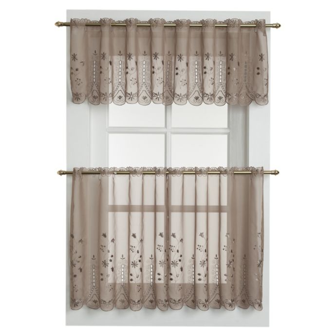 Samantha Sheer Window Curtain Tier Pairs In Taupe Bed Bath Beyond
