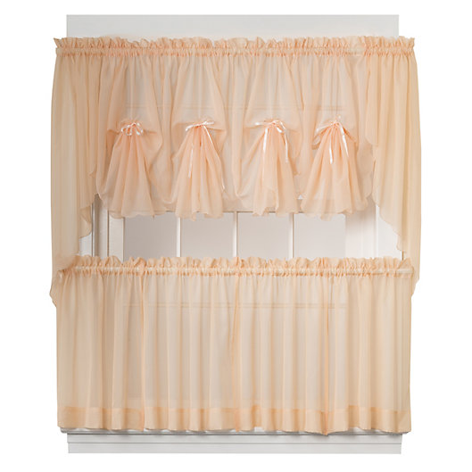 3 Piece Kitchen Window Curtain Peony Panel Tiers & Valance Set