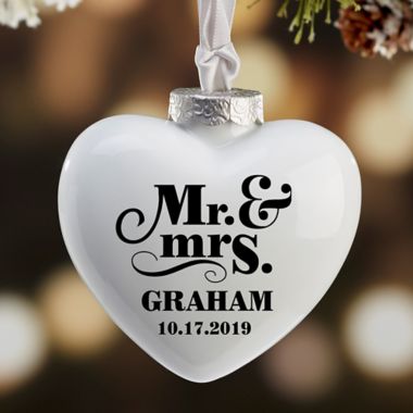 The Happy Couple Personalized Heart Deluxe Ornament. View a larger version of this product image.