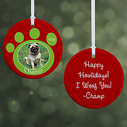 Pawprint On Our Hearts Pet 2-Sided Glossy Photo Christmas Ornament