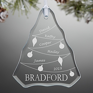 Family Tree Engraved Glass Ornament. View a larger version of this product image.