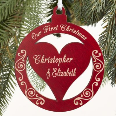 My First Christmas In College Ornament 2022 Tax Our First Christmas Personalized Wood Christmas Ornament | Bed Bath & Beyond