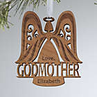 Alternate image 0 for Godparent Wood Angel Personalized Christmas Wood Ornament in Brown