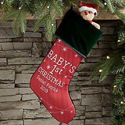 Baby's First Christmas Personalized Christmas Stocking in Green
