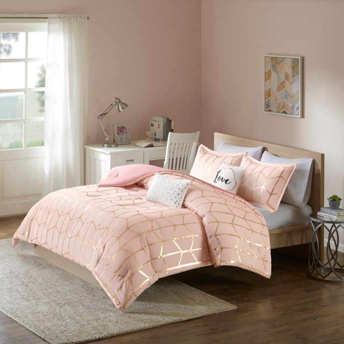 Intelligent Design Raina Reversible Comforter Set In Blush Gold Bed Bath And Beyond Canada