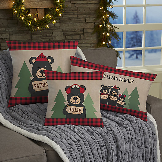 Alternate image 1 for Holiday Bear Family Personalized Christmas Throw Pillow Collection
