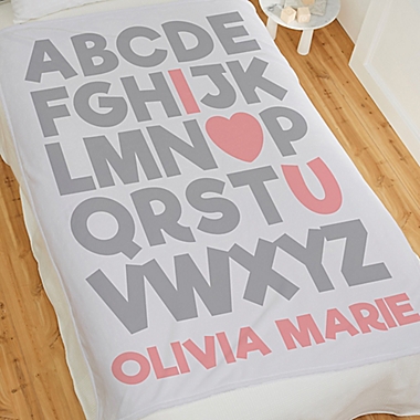 Alphabet Message Personalized Fleece Baby Blanket Collection. View a larger version of this product image.