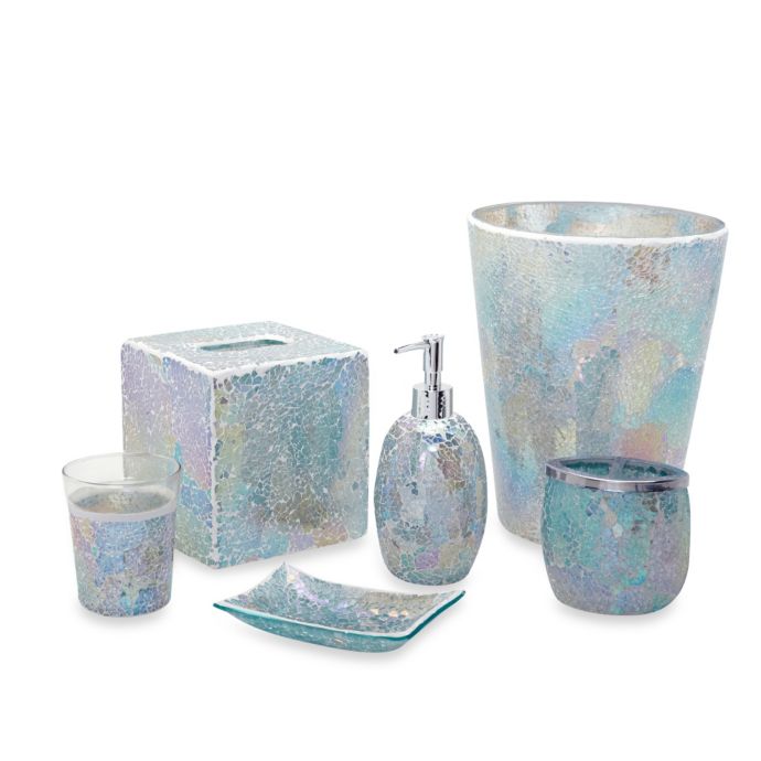 India Ink Aurora Pastel Cracked Glass Bath Accessory ...