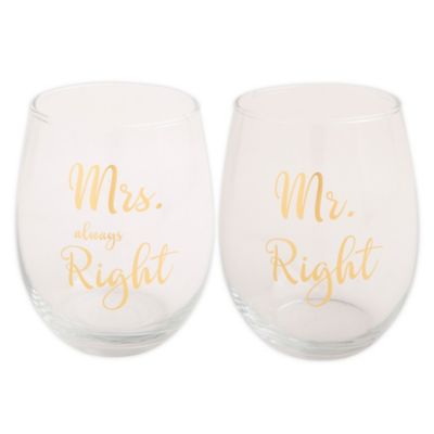mr right mrs always right wine glasses