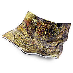 Jasmine Art Glass 11.5-Inch Square Platter in Brown/Gold