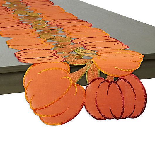 Alternate image 1 for Embroidered Pumpkin 60-Inch Table Runner