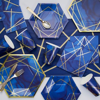 Creative Converting&trade; 81-Piece Navy Blue and Gold Foil Party Supplies Kit