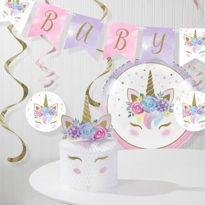Plates Napkins crevaben Unicorn Party Time Decor Adorable Party Pack:Tablecover 