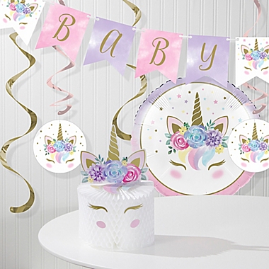 Creative Converting&trade; Unicorn Baby Shower Party Decorations Kit in Pink. View a larger version of this product image.