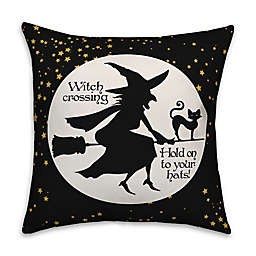 Designs Direct Witch on Broom Square Throw Pillow in Black
