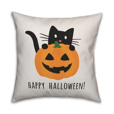 Multicolor Trendy Designs & More Vintage Halloween Pumpkins Cats Witchy Magical Crystals Bats Throw Pillow 18x18 Fun Cute 