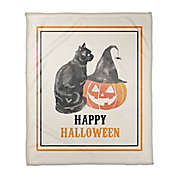 Halloween Cat & Pumpkin 50x60 Throw in ORANGE
