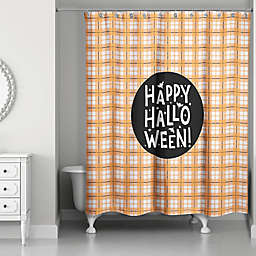 Happy Halloween Plaid 71x74 Shower Curtain
