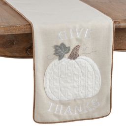 Saro Lifestyle Calabaza Give Thanks Pumpkin 72-Inch Table Runner