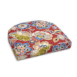 Destination Summer Spice Floral Indoor/Outdoor Stacking Wicker Seat Cushion in Spice Floral