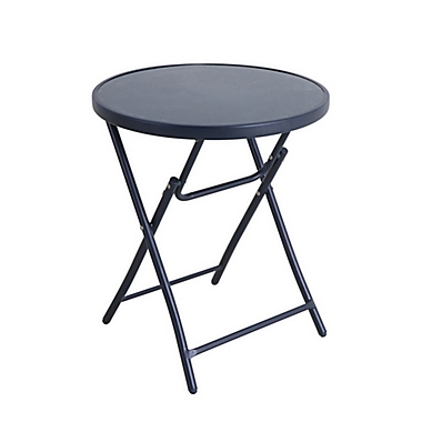 Folding 24-Inch Glass Bistro Table in Navy. View a larger version of this product image.