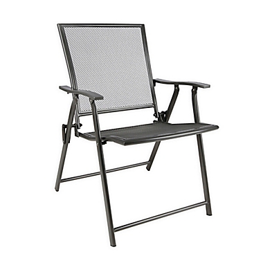 Folding Mesh Patio Chair In Black Bed Bath Beyond - Black And White Folding Patio Chairs