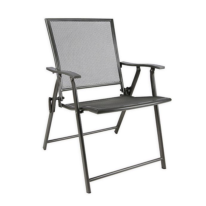 Folding Mesh Patio Chair in Black 