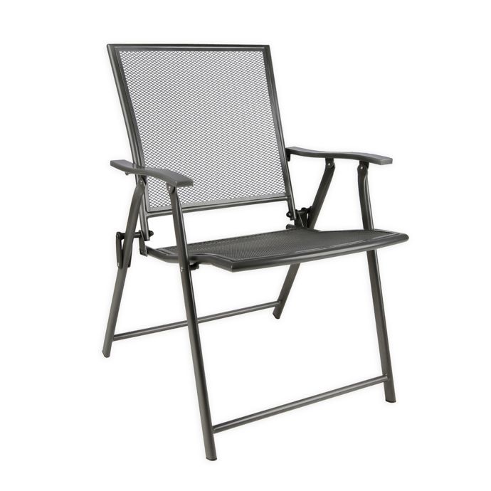 Folding Mesh Patio Chair in Black | Bed Bath & Beyond