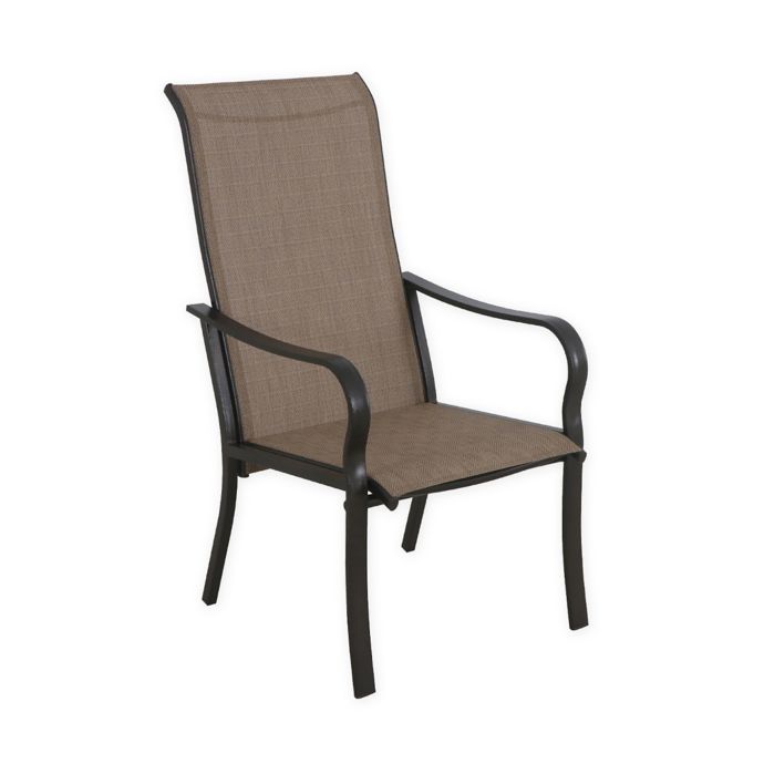Never Rust Aluminum Outdoor Sling Dining Chairs In Brown Set Of 2 Bed Bath Beyond