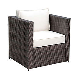 Wicker Patio Armchair in Ivory/Brown