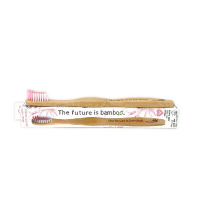 The Future is Bamboo Adult Charcoal Soft Toothbrush in Pink