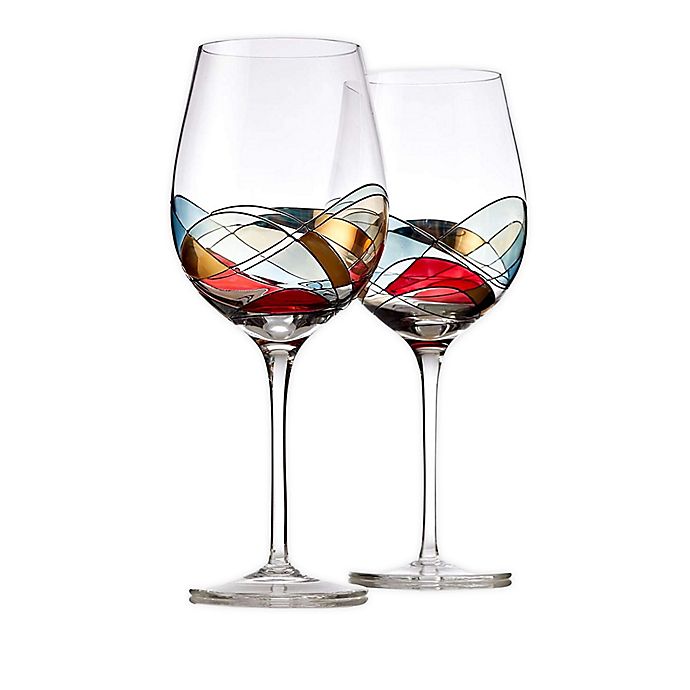 Classic Touch Bezrat Clear Wine Glasses Set Of 2 Bed Bath Beyond