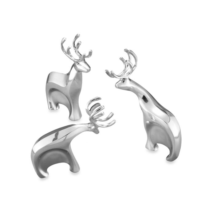 Nambe Blitzen Reindeer Figurines (Set of 3) | Bed Bath & Beyond