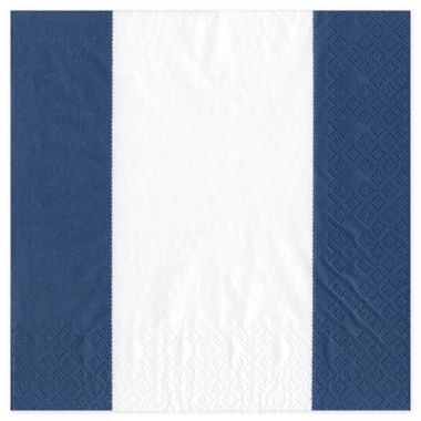 Caspari&reg; 20-Count Bandol Stripe Cocktail Napkins in Navy. View a larger version of this product image.