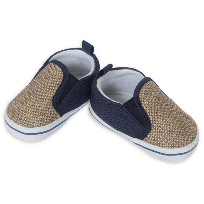 Little Me® Twin Gore Casual Shoe in Tan/Navy Bed Bath