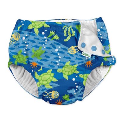 Reusable Swim Splash About Baby Neoprene Swim Diaper Large 6-14 Months, Navy Red Stripe
